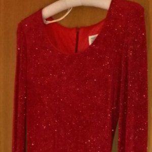 *>*>*> Red Dress by Jessica Howard * Long Sleeve * Acetate & Spandex  * Size 6